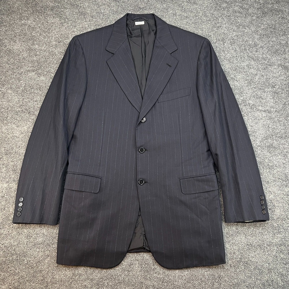 Brioni Nomentano Sport Coat Jacket 42R Navy Dark Blue Pin Striped Wool